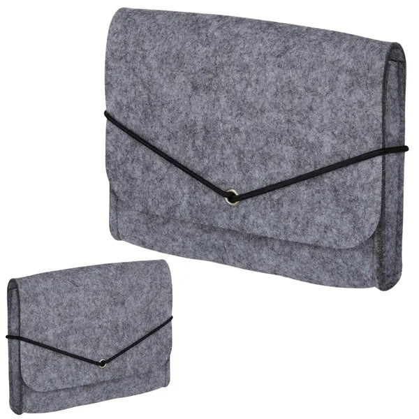 Szürke filc laptop tok 15×13 cm gumis zárral