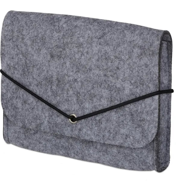 Szürke filc laptop tok 15×13 cm gumis zárral