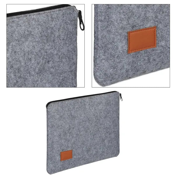 Filc laptop tok cipzárral és külső zsebbel, szürke, 34×26,5 cm