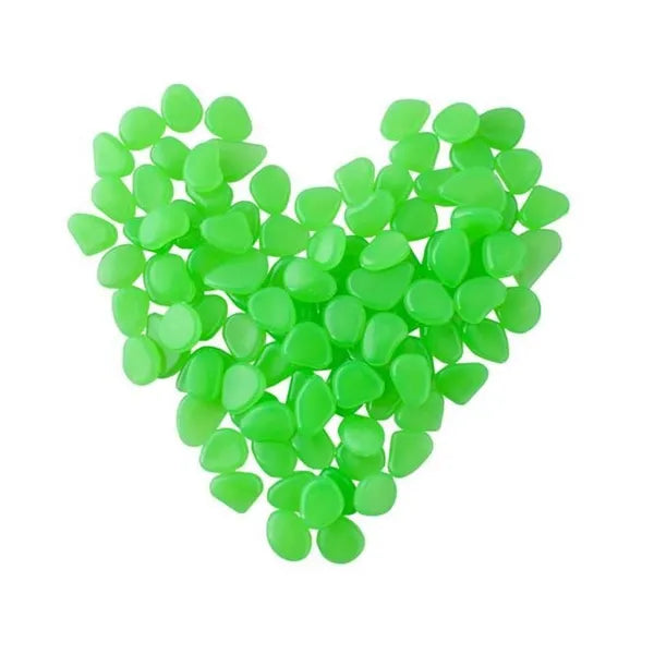 Világító kavicsok 100 db-os készlet, fluoreszkáló zöld, 2-3 cm
