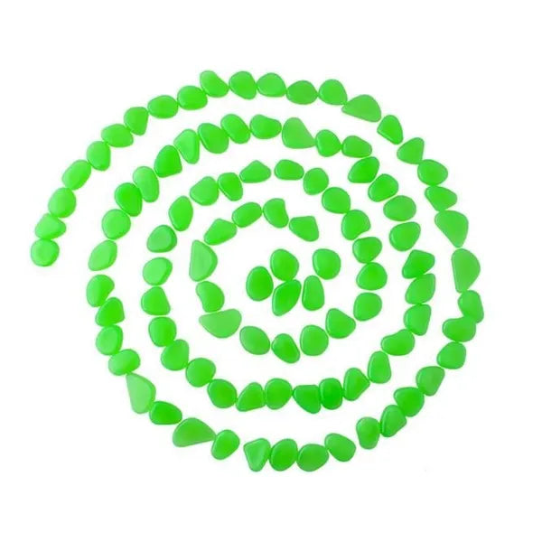 Világító kavicsok 100 db-os készlet, fluoreszkáló zöld, 2-3 cm