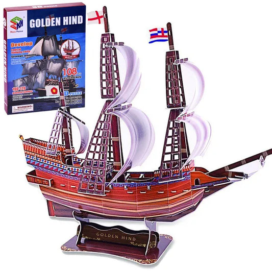 3D Golden Hind hajó puzzle, 108 db, 51×16×44,5 cm