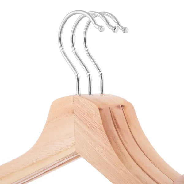 Natúr lakkozott fa vállfa szett 43 cm, 3 db