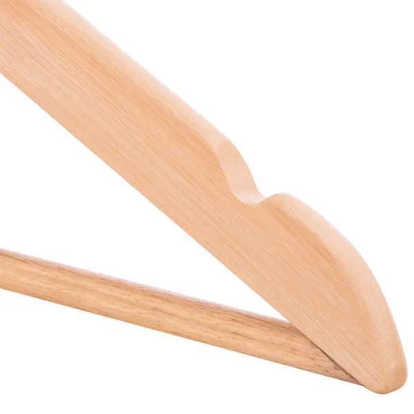Natúr lakkozott fa vállfa szett 43 cm, 3 db