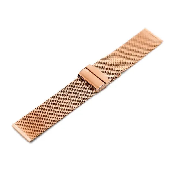 Rezgold színű 22 mm prémium acél milánói óraszíj, állítható csattal