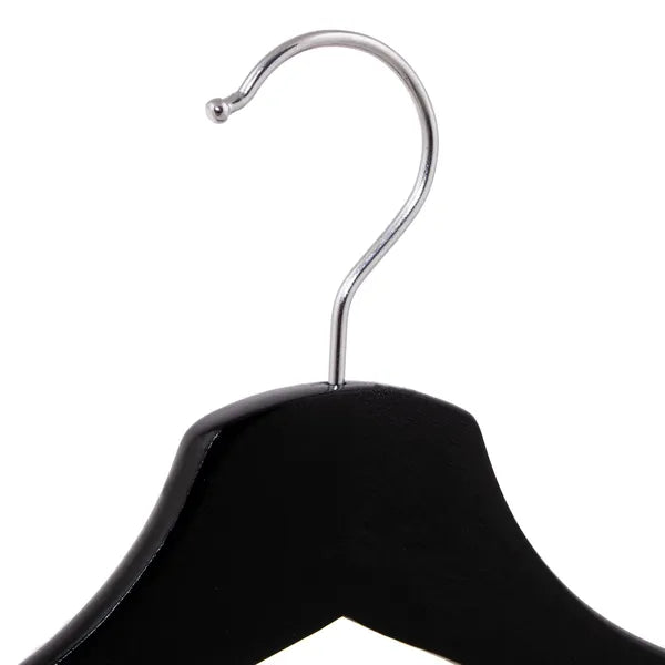 Fekete lakkozott fa vállfa szett, 3 db, 43 cm széles