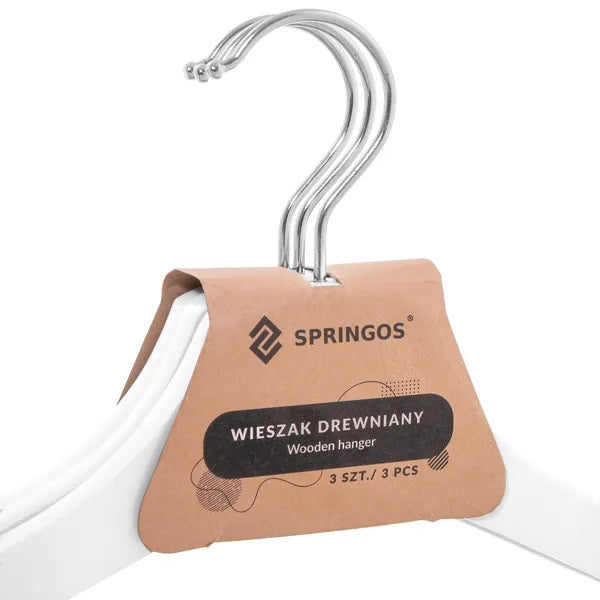 Springos fehér fa vállfa 3 db - 43 cm