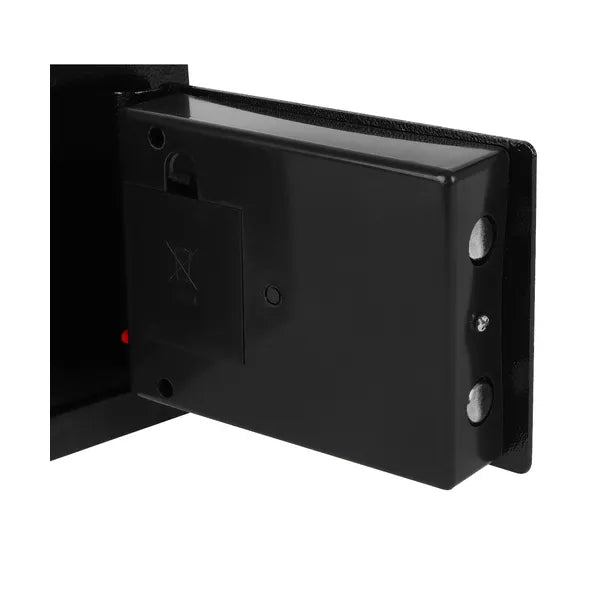 Elektronikus kódszéf kulcsos, fekete acél 23×17,5×17 cm falra szerelhető