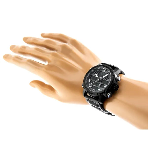 Naviforce NF9160 férfi karóra, fekete bőr, multifunkciós kronográf WR30