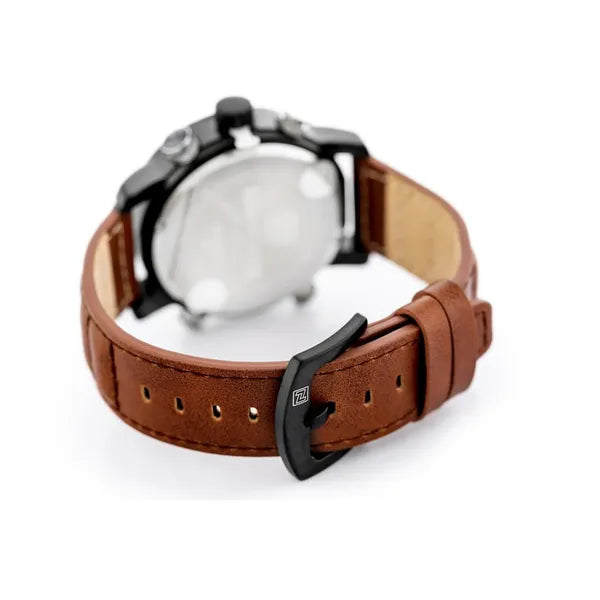 Naviforce NF9160 férfi karóra, quartz, fekete számlap, barna bőrszíj