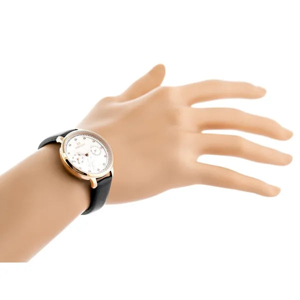 Naviforce női kvarc karóra rosegold tokkal, ezüst számlap, fekete bőrszíj