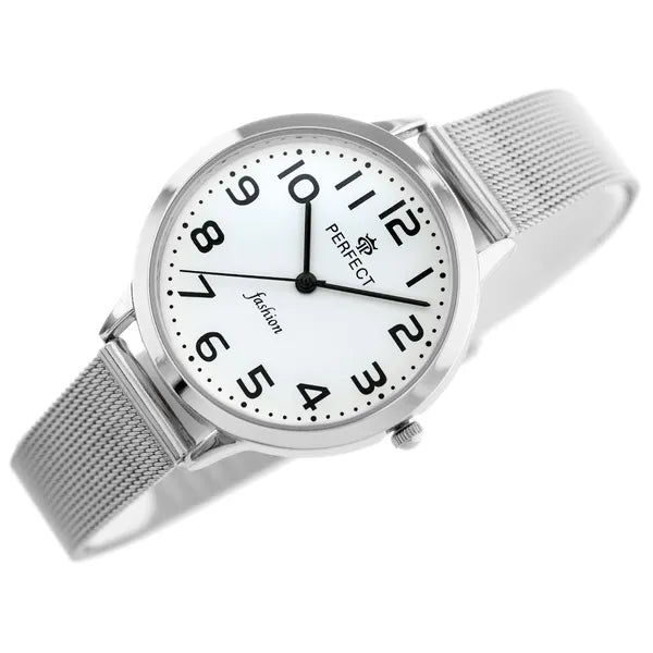 Perfect F102-2 női kvarc karóra, 36 mm, ezüst fém szíj
