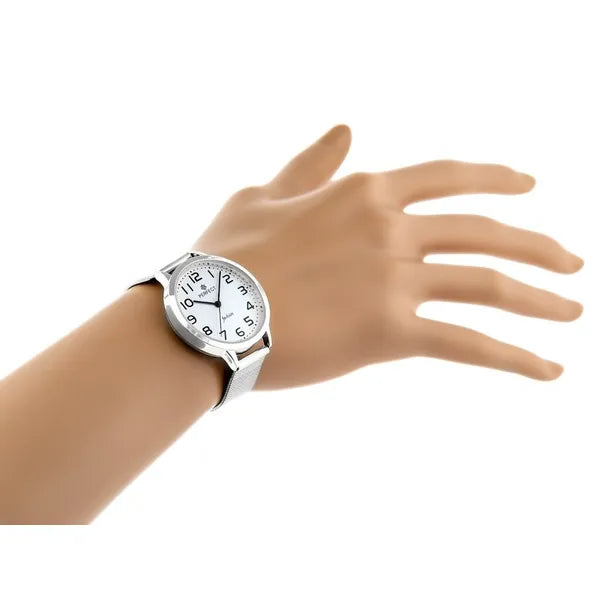 Perfect F102-2 női kvarc karóra, 36 mm, ezüst fém szíj