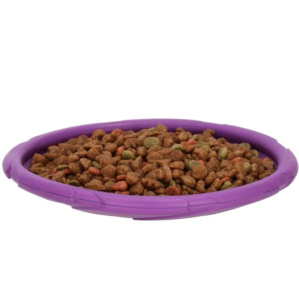Lila gumiból készült kutyajáték frizbi-etetőtál 18 cm