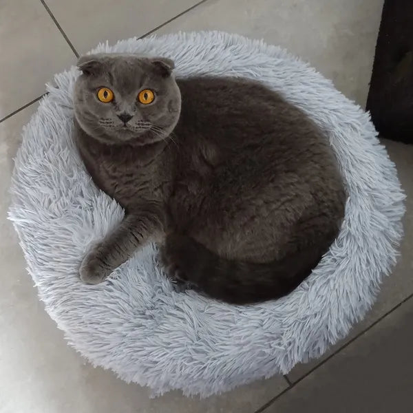 Kerek plüss kutyafekhely 110 cm, szürke, 3XL, csúszásgátló alap