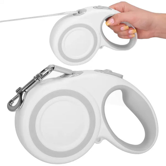 Automata kutyapóráz 5 m, max 50 kg, fehér-szürke ABS ház
