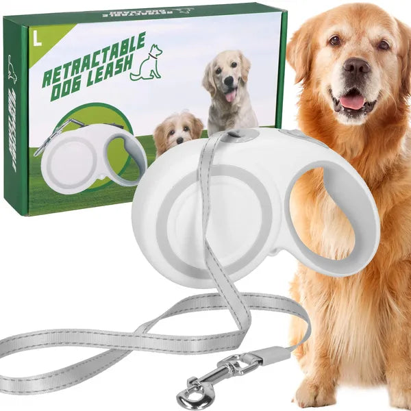 Automata kutyapóráz 5 m, max 50 kg, fehér-szürke ABS ház