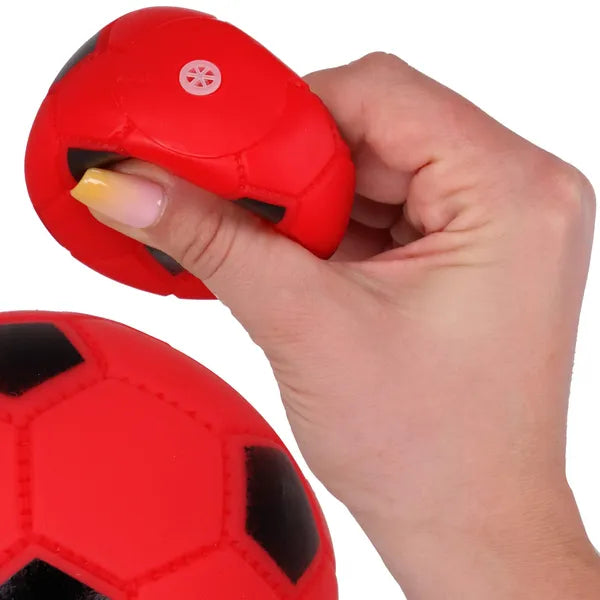 PVC csipogó kutyajáték labda, piros-fekete, 6,7 cm