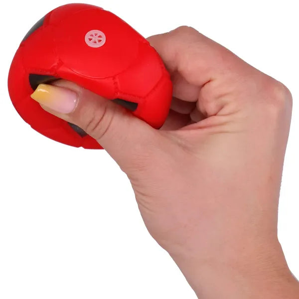 PVC csipogó kutyajáték labda, piros-fekete, 6,7 cm