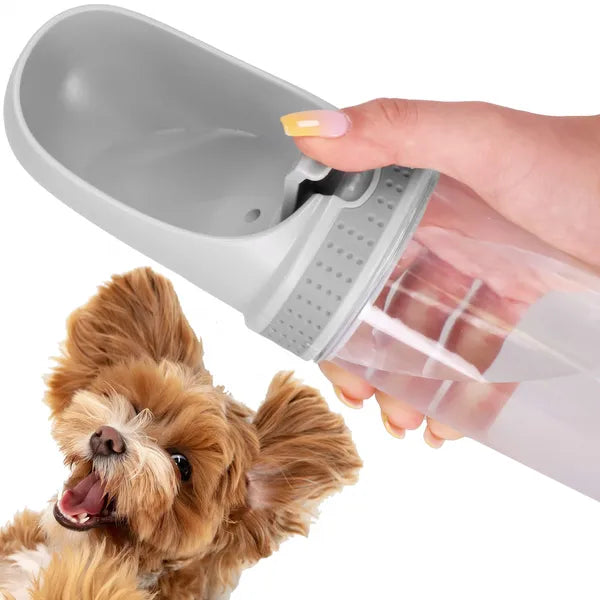 Utazó kutya vizespalack szűrővel, 350 ml, szürke/átlátszó