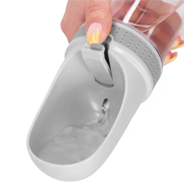 Utazó kutya vizespalack szűrővel, 350 ml, szürke/átlátszó
