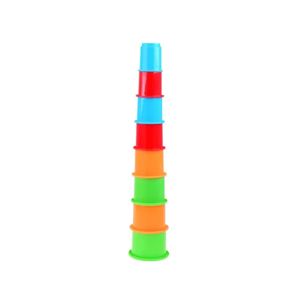 8 darabos színes műanyag toronypohár készlet, 6–10 cm