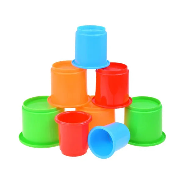 8 darabos színes műanyag toronypohár készlet, 6–10 cm