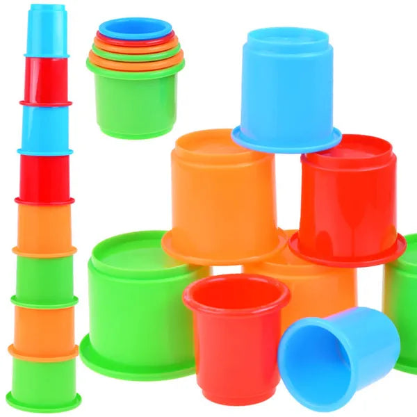 8 darabos színes műanyag toronypohár készlet, 6–10 cm