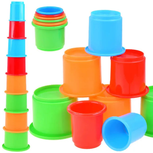 8 darabos színes műanyag toronypohár készlet, 6–10 cm