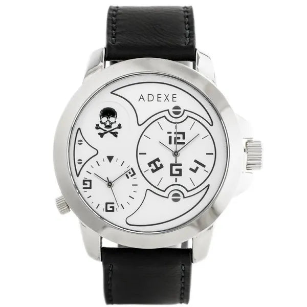 Adexe férfi kvarc karóra, fekete textilszíj, ezüst számlap, 42 mm