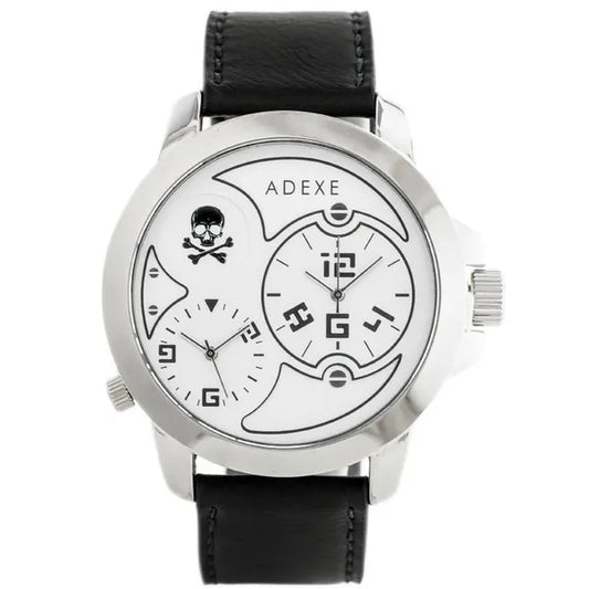 Adexe férfi kvarc karóra, fekete textilszíj, ezüst számlap, 42 mm