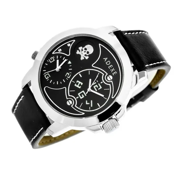 Adexe férfi kvarc karóra 42mm, fekete számlap, fekete textil szíj