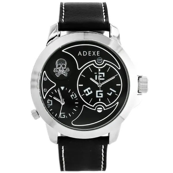 Adexe férfi kvarc karóra 42mm, fekete számlap, fekete textil szíj
