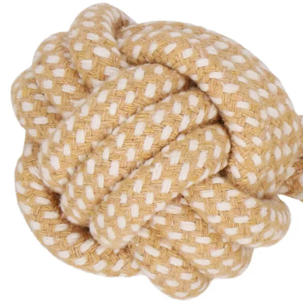 Springos kutyajáték kötél labdával, pamut, 30 cm, világosbarna
