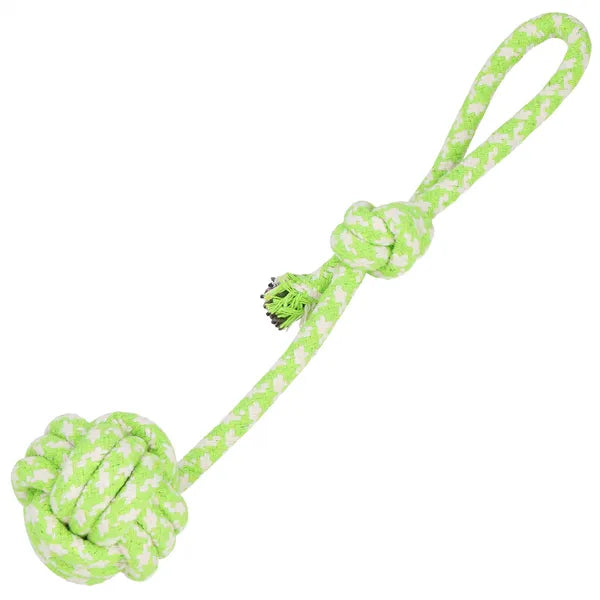 Pamut kutyahúzó és labdajáték 38 cm, világoszöld/fehér