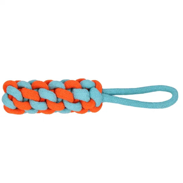 Springos kutyajáték pamut fonott kötél 29 cm, kék/narancs