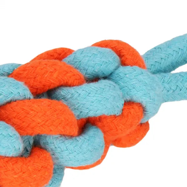 Springos kutyajáték pamut fonott kötél 29 cm, kék/narancs