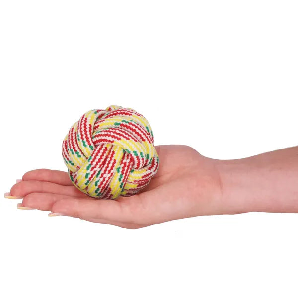 Pamut kötél labdás kutyajáték, 8 cm, színes