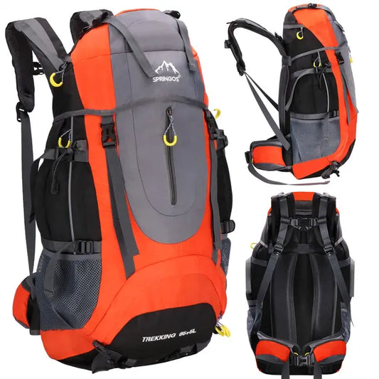 Trekking hátizsák 65+5 L esővédő huzattal, 25 kg teherbírás