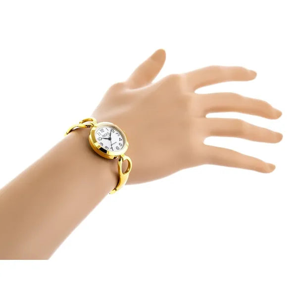 Női arany kvarc karóra fém szíjjal, 27×32 mm, WR30