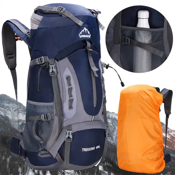 60 l túrahátizsák esővédő huzattal, 25 kg teherbírással