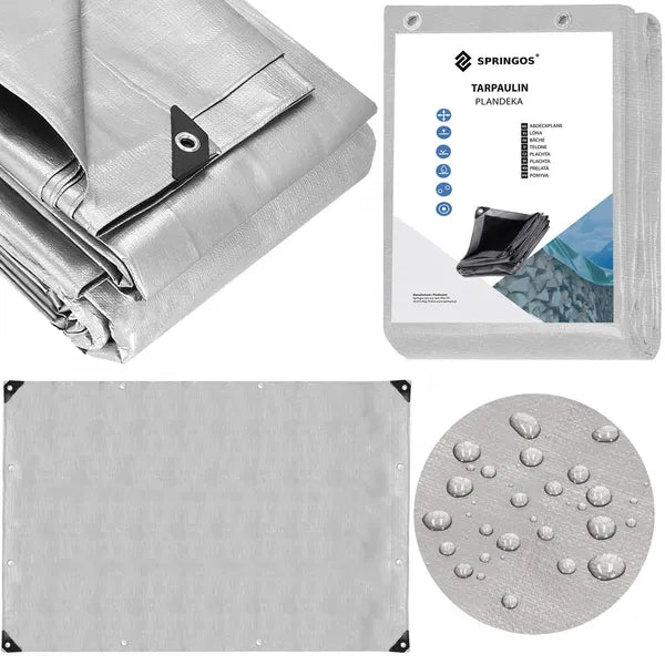 Springos® fekete takaróponyva 2x3m, vízálló, uv védelemmel