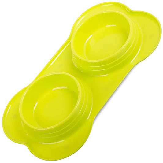 Dupla kutya/macskatál, 2×400 ml, csúszásgátló, zöld műanyag