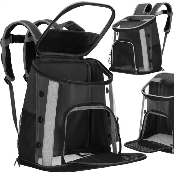 Springos állathordozó hátizsák 38×34×26 cm, 15 kg, szürke
