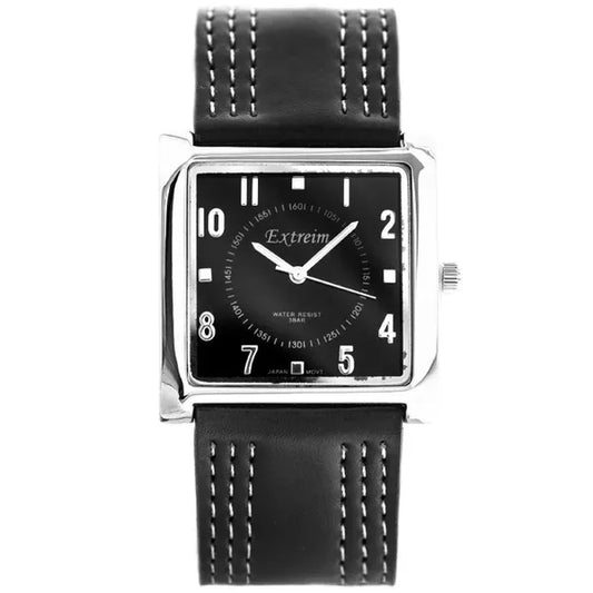 Extreim női kvarc karóra, 34 mm szögletes, fekete számlap, ezüst tok