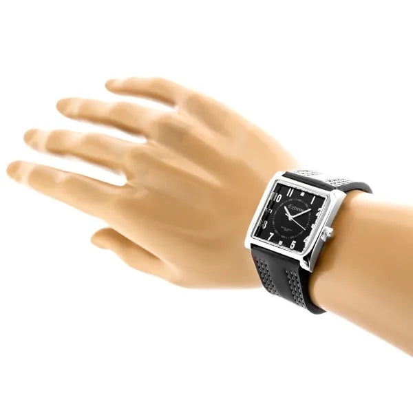 Extreim női kvarc karóra, 34 mm szögletes, fekete számlap, ezüst tok