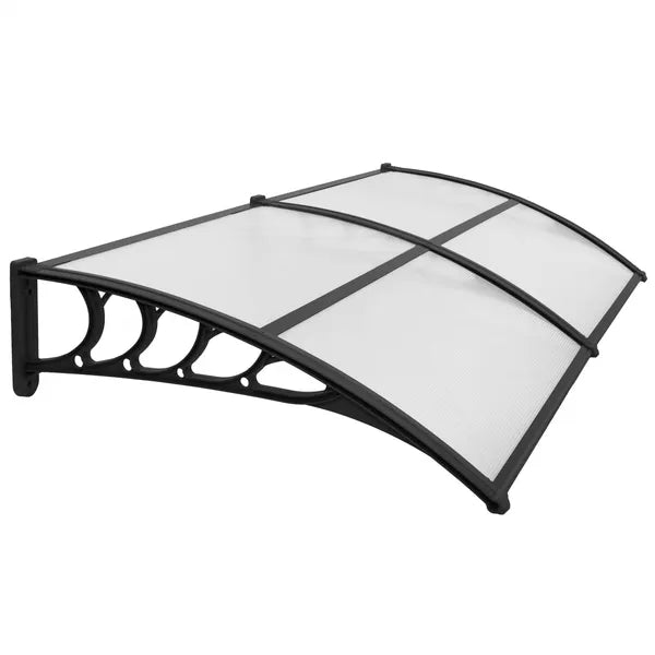 UV-álló polikarbonát előtető 100×200 cm, fekete/átlátszó