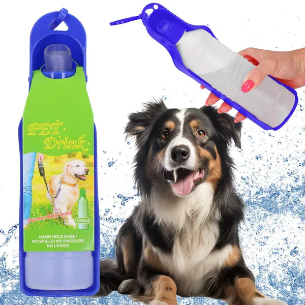 Hordozható kutya itatópalack 250 ml, sötétkék/fehér PP