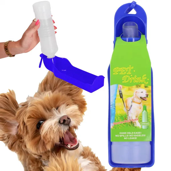 Hordozható kutya itatópalack 250 ml, sötétkék/fehér PP