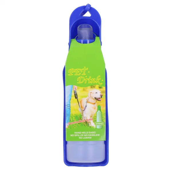 Hordozható kutya itatópalack 250 ml, sötétkék/fehér PP